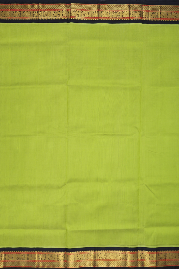 Traditional Silk Cotton Saree Pear Green With Contrast Border