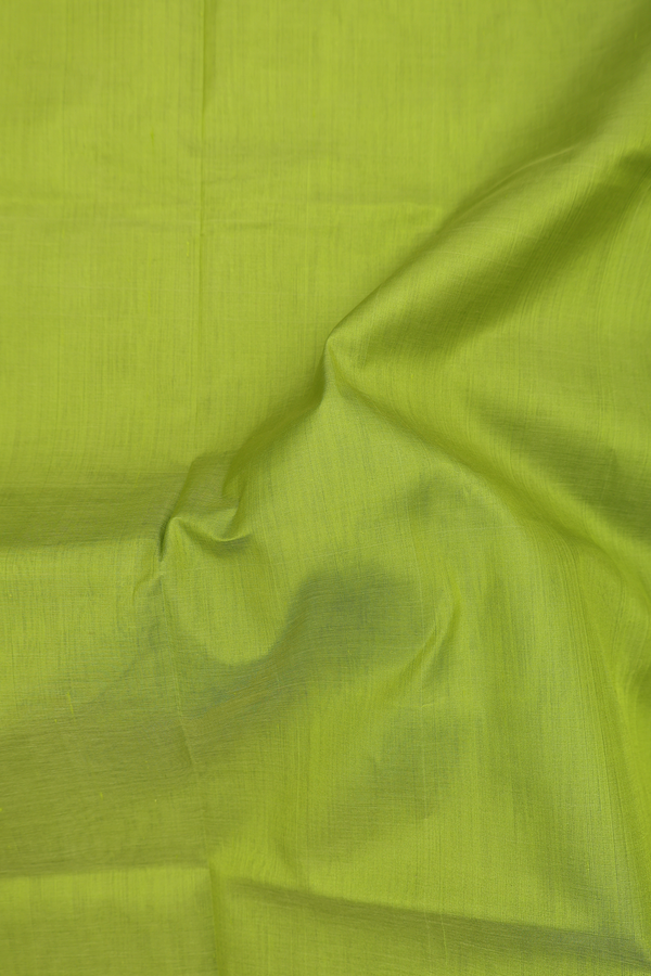 Traditional Silk Cotton Saree Pear Green With Contrast Border