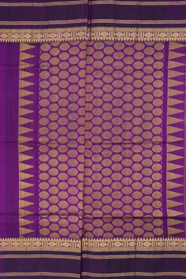 Traditional Silk Cotton Saree Pigeon Blue With Checks Design