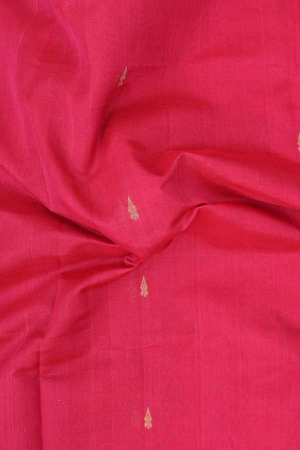 Traditional Silk Cotton Saree Rani Pink With Paisley Buttas