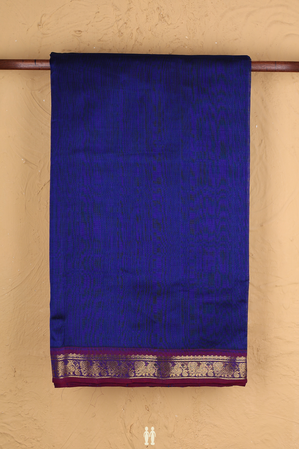 Traditional Silk Cotton Saree Royal Blue With Contrast Border