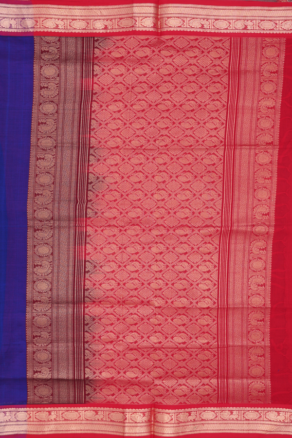 Traditional Silk Cotton Saree Royal Blue With Contrast Border