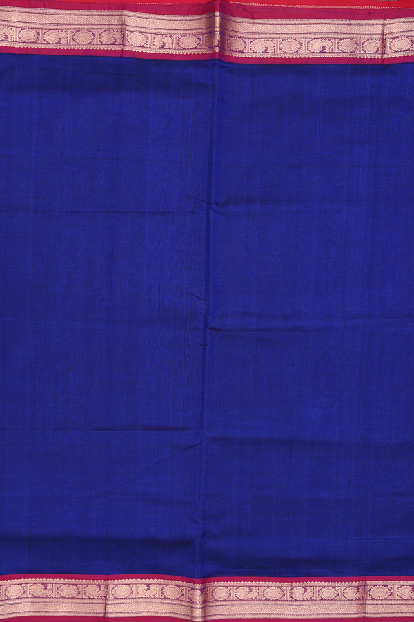Traditional Silk Cotton Saree Royal Blue With Contrast Border