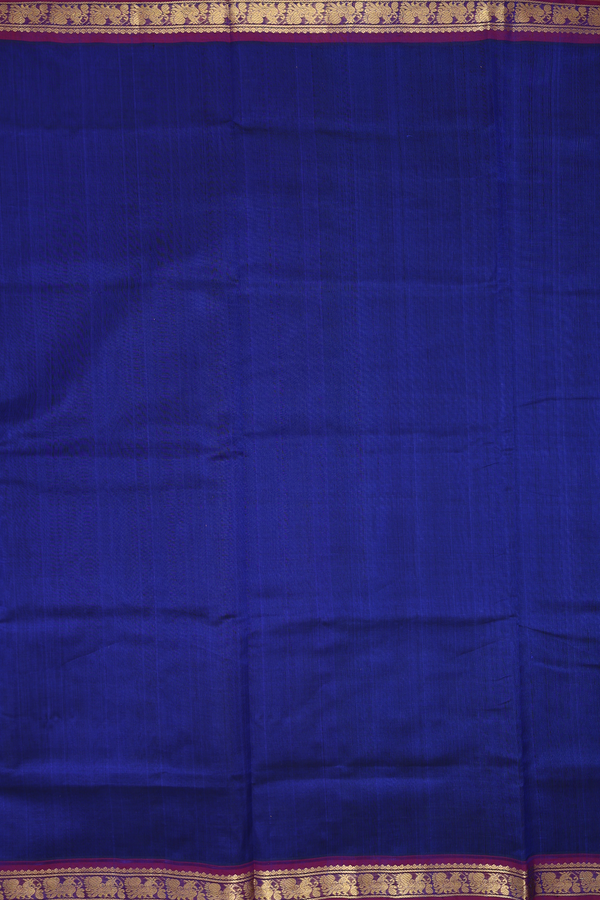 Traditional Silk Cotton Saree Royal Blue With Contrast Border