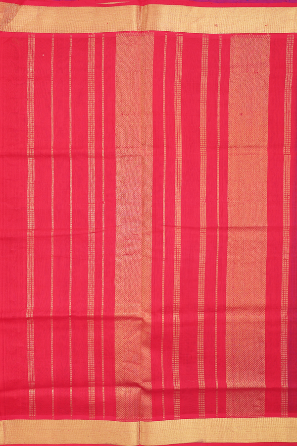 Traditional Silk Cotton Saree Royal Blue With Floral Buttas