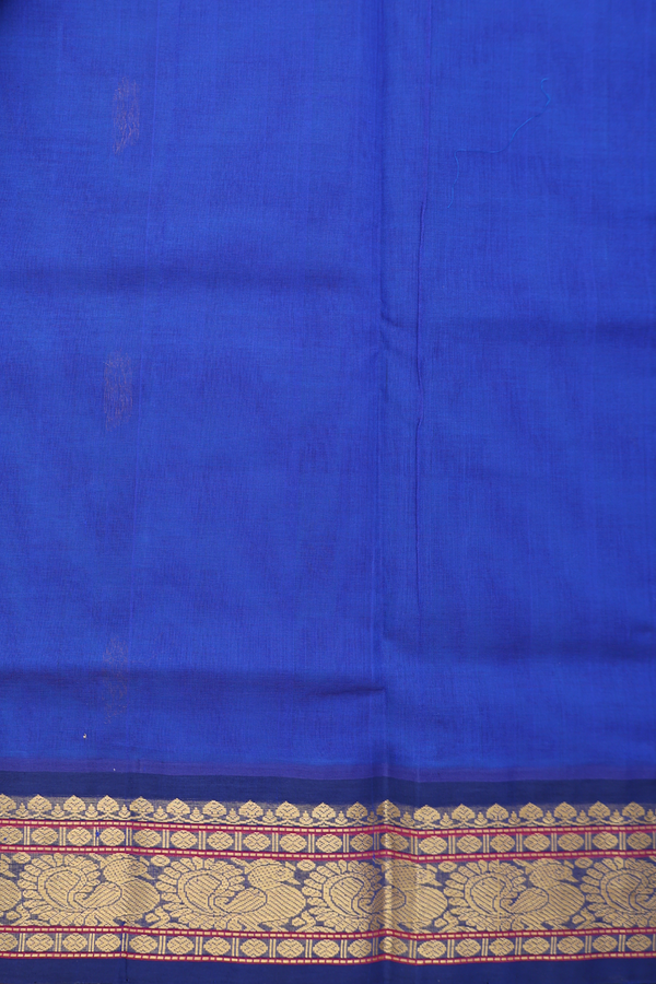 Traditional Silk Cotton Saree Blue With Floral Buttas