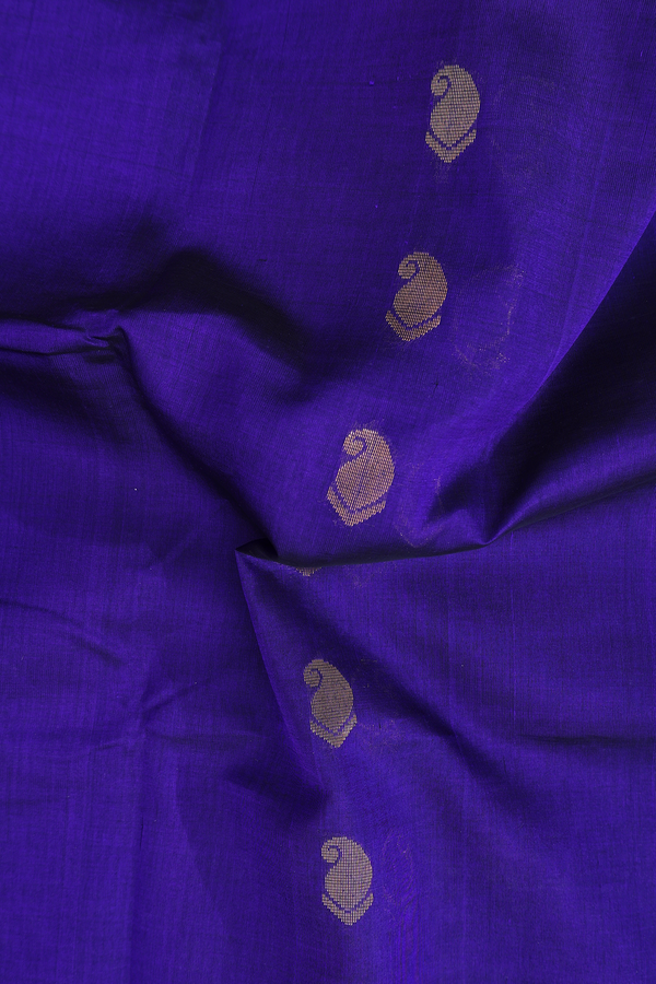 Traditional Silk Cotton Saree Royal Blue With Paisley Buttas
