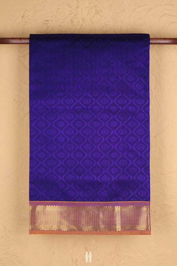 Traditional Silk Cotton Saree Royal Blue With Scallop Design