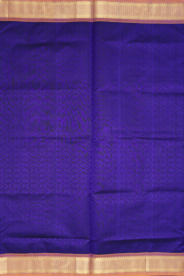 Traditional Silk Cotton Saree Royal Blue With Scallop Design