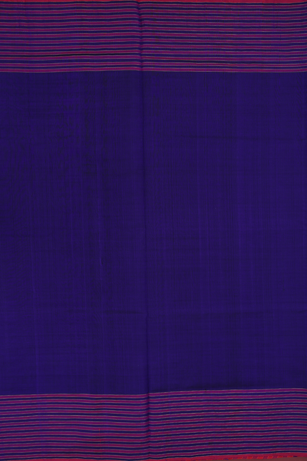 Traditional Silk Cotton Saree Royal Blue With Stripes Border