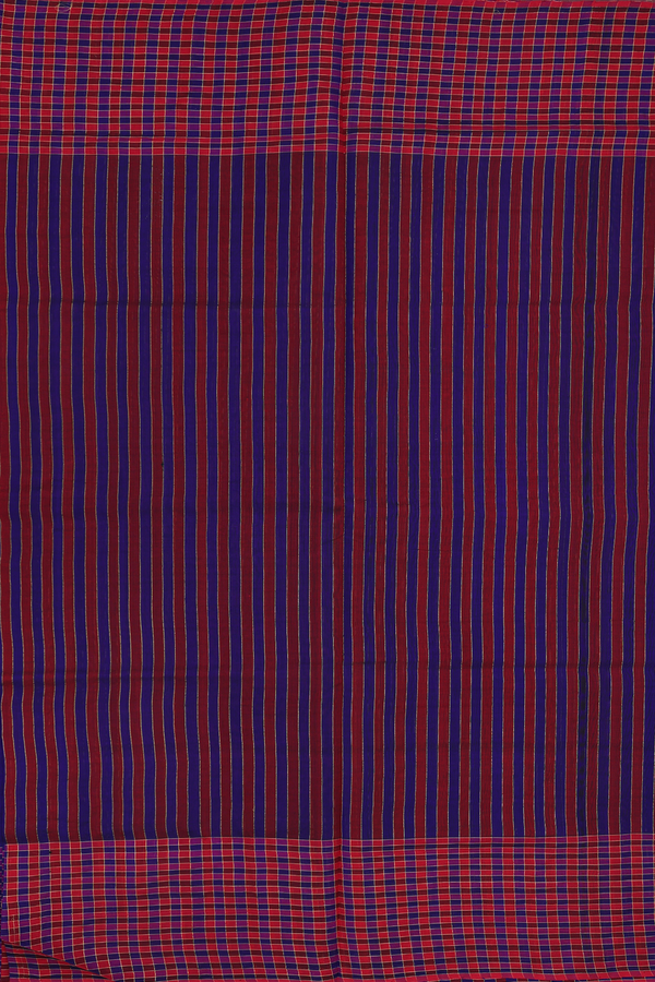 Traditional Silk Cotton Saree Royal Blue With Stripes Border