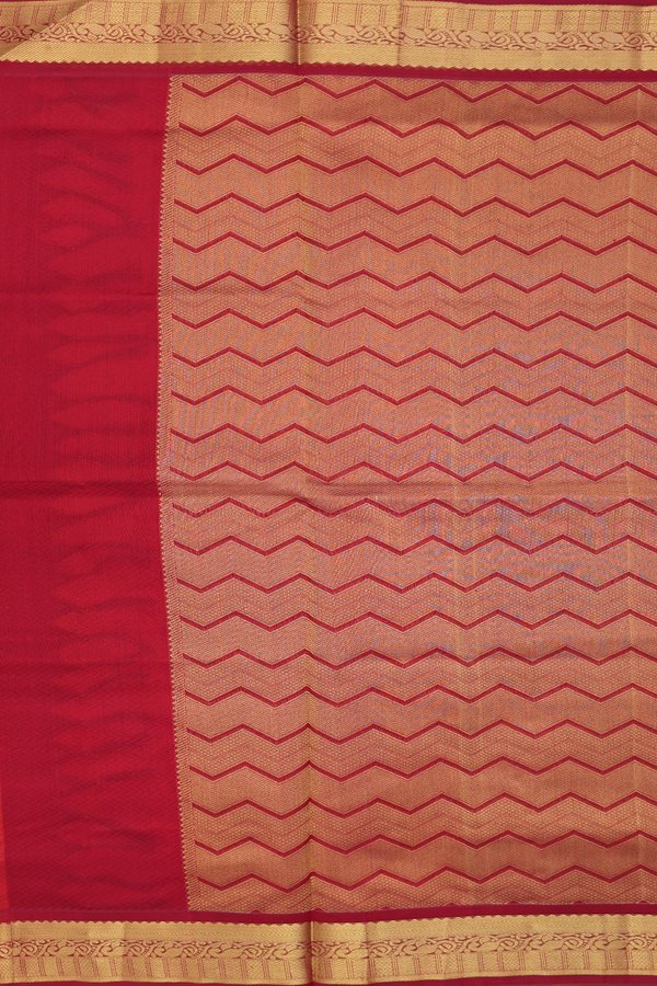 Traditional Silk Cotton Saree Royal Orange With Chevron Design