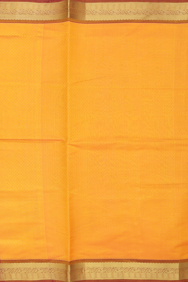 Traditional Silk Cotton Saree Royal Orange With Chevron Design