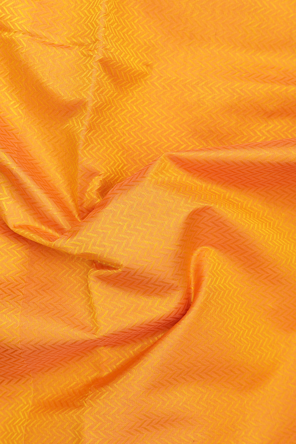 Traditional Silk Cotton Saree Royal Orange With Chevron Design