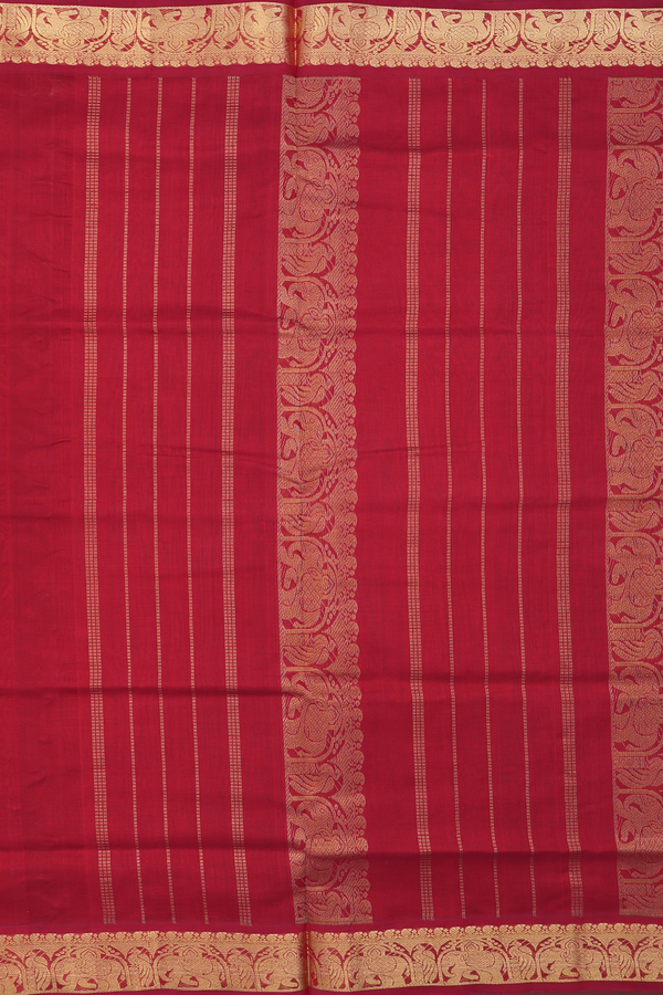 Traditional Silk Cotton Saree Steel Blue With Peacock Buttas