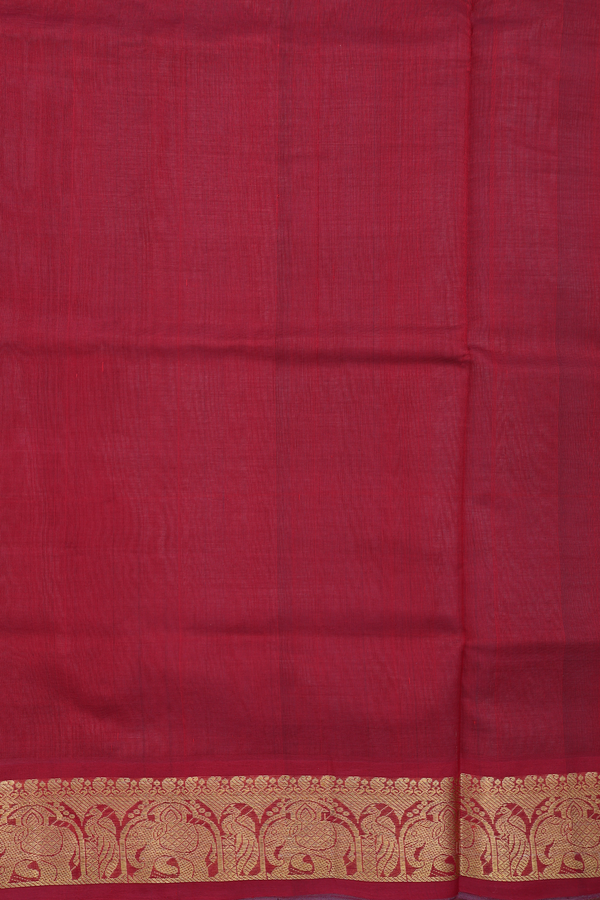 Traditional Silk Cotton Saree Steel Blue With Peacock Buttas