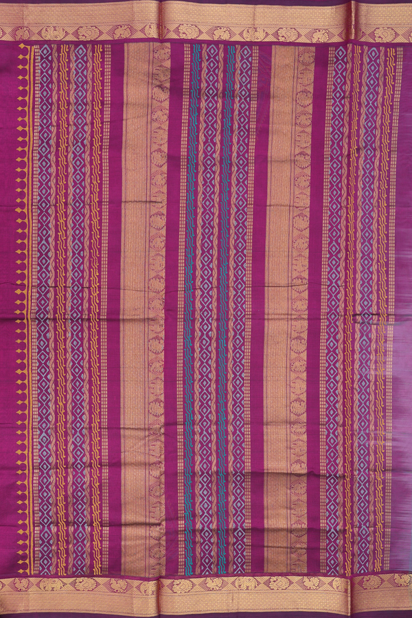 Traditional Silk Cotton Saree Steel Blue With Printed Design