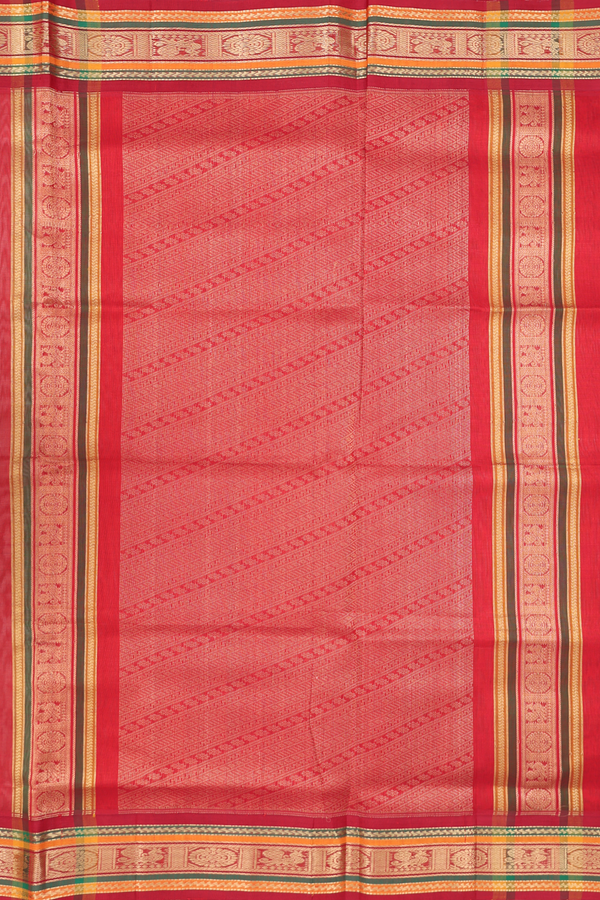 Traditional Silk Cotton Saree Stone Grey With Peacock Border