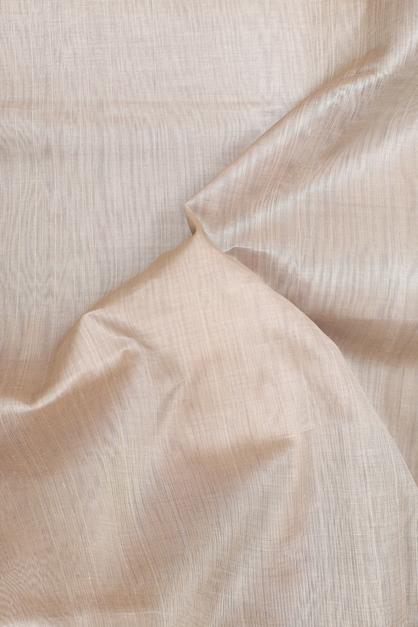 Traditional Silk Cotton Saree Stone Grey With Peacock Border