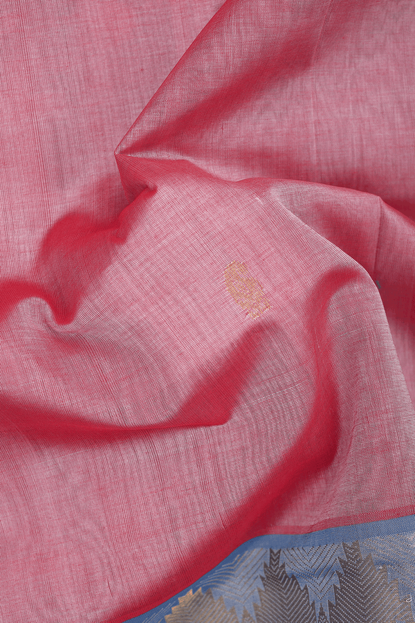 Traditional Silk Cotton Saree In Dual Tone With Zari Buttas