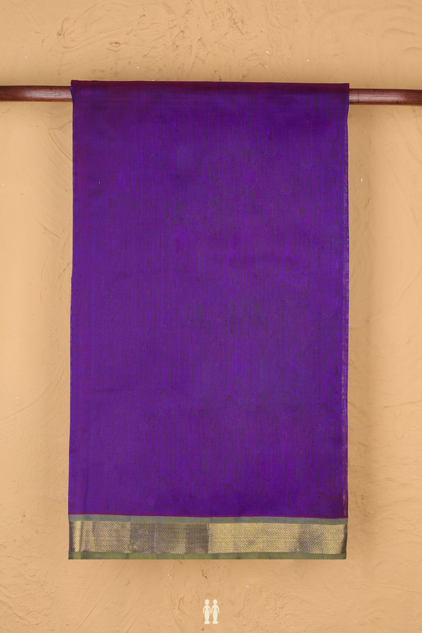 Traditional Silk Cotton Saree In Purple With Chevron Border