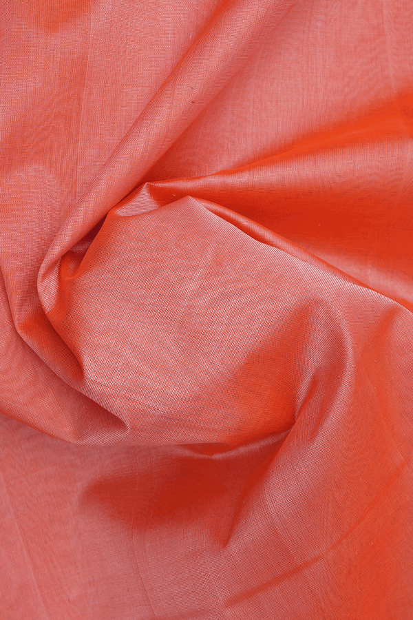 Traditional Zari Border Plain Coral Pink Silk Cotton Saree