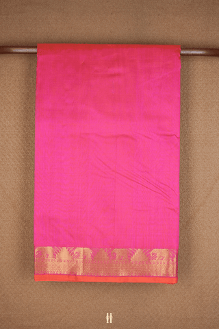 Traditional Zari Border Plain Rani Pink Silk Cotton Saree
