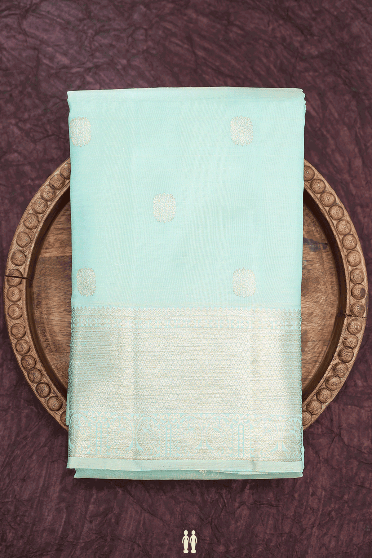 Traditional Zari Buttas Cream Green Kanchipuram Silk Saree