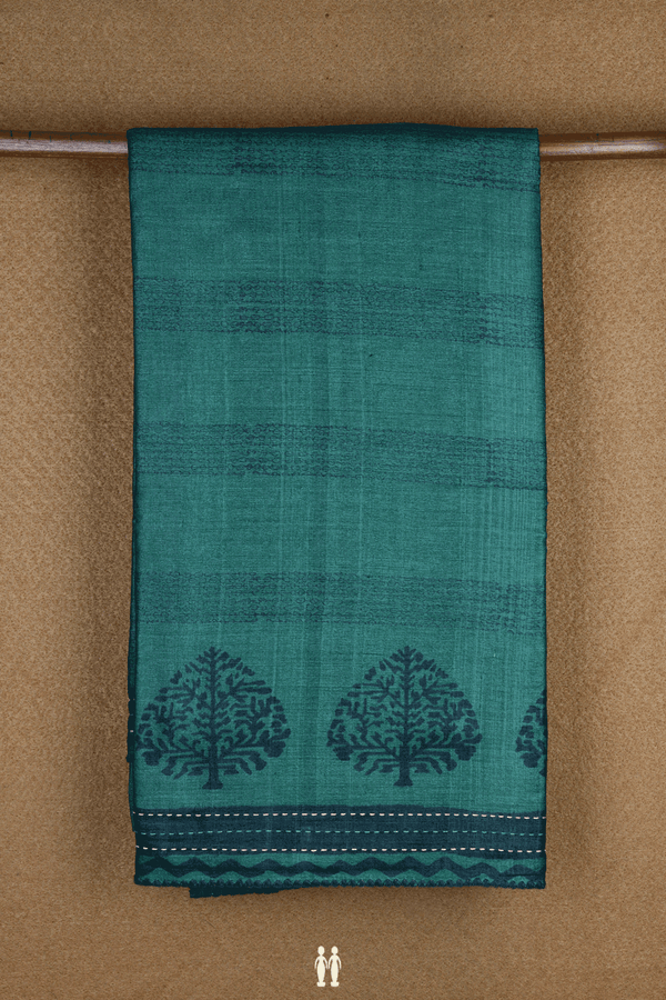 Tree Design Border Forest Green Tussar Silk Saree