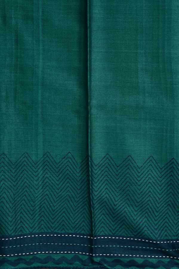 Tree Design Border Forest Green Tussar Silk Saree