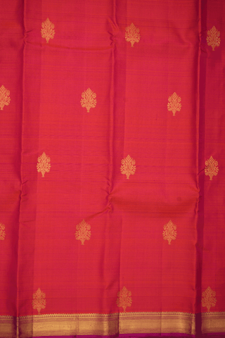 Tree Zari Motifs Hot Pink Kanchipuram Silk Saree