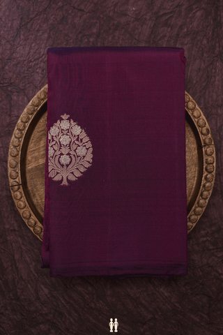Tree Zari Motifs Plum Purple Kanchipuram Silk Saree