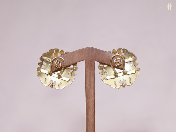 Tri Color Stone Gold Plated Pure Silver Stud Earrings