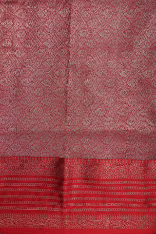 Tussar Banarasi Silk Saree In Green And Orange With Motifs
