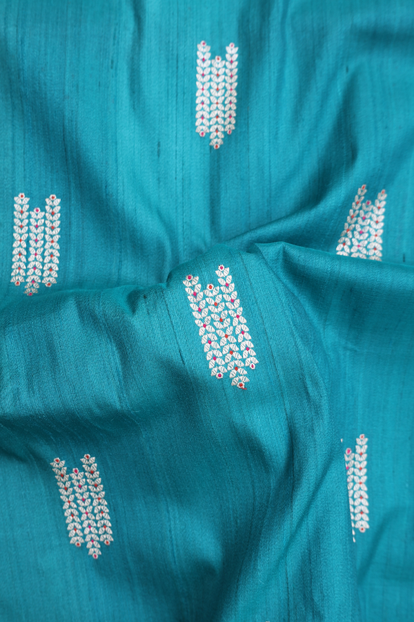 Tussar Banarasi Silk Saree In Blue With Zari Motifs