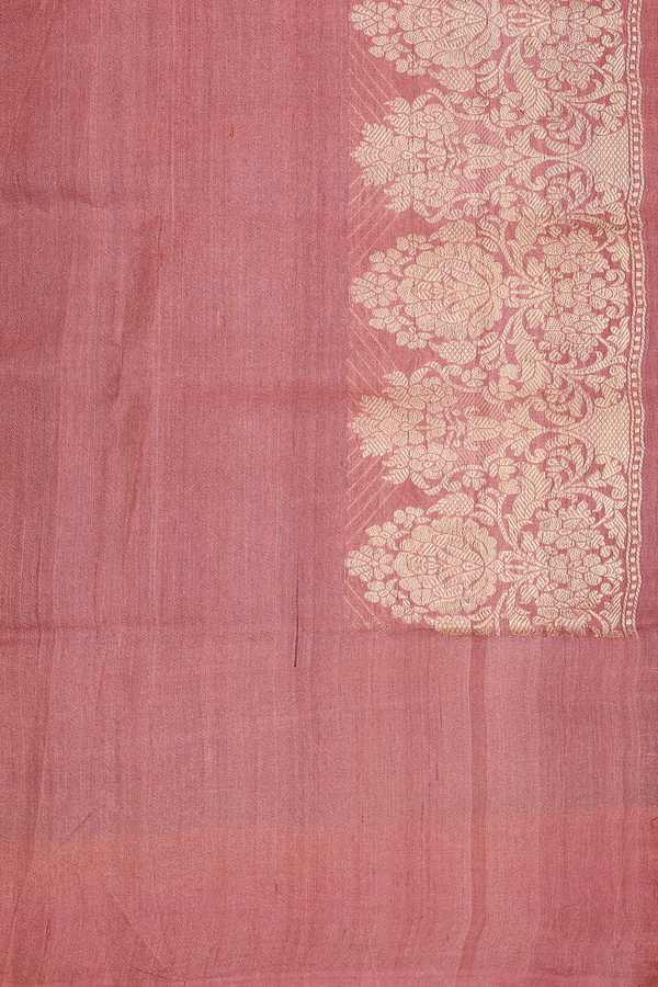 Tussar Banarasi Silk Saree In Purple With Floral Design