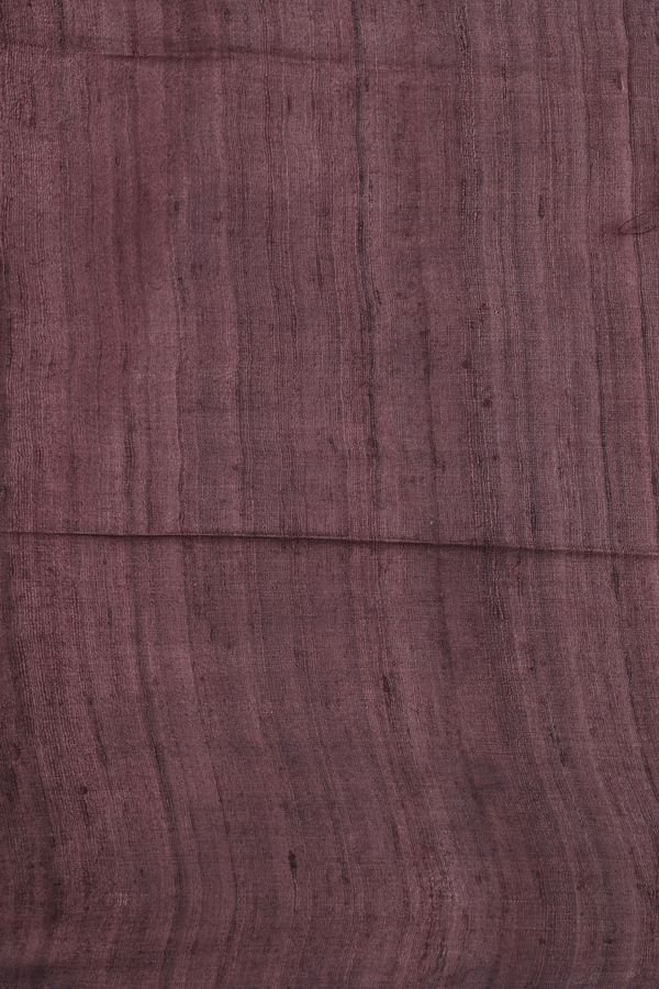 Tussar Madhubani Silk In Saree Plum Brown With Contrast Border