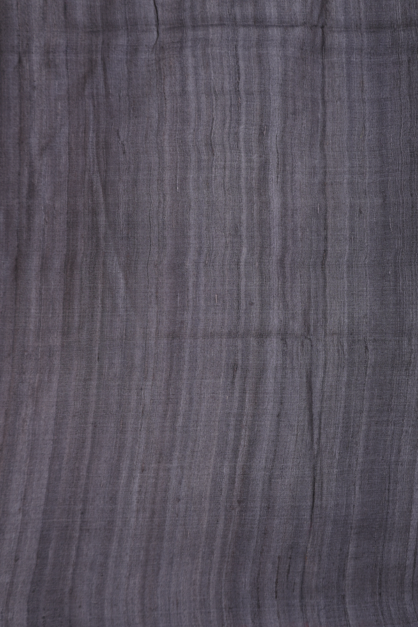 Tussar Madhubani Silk Saree Charcoal Grey With Contrast Border