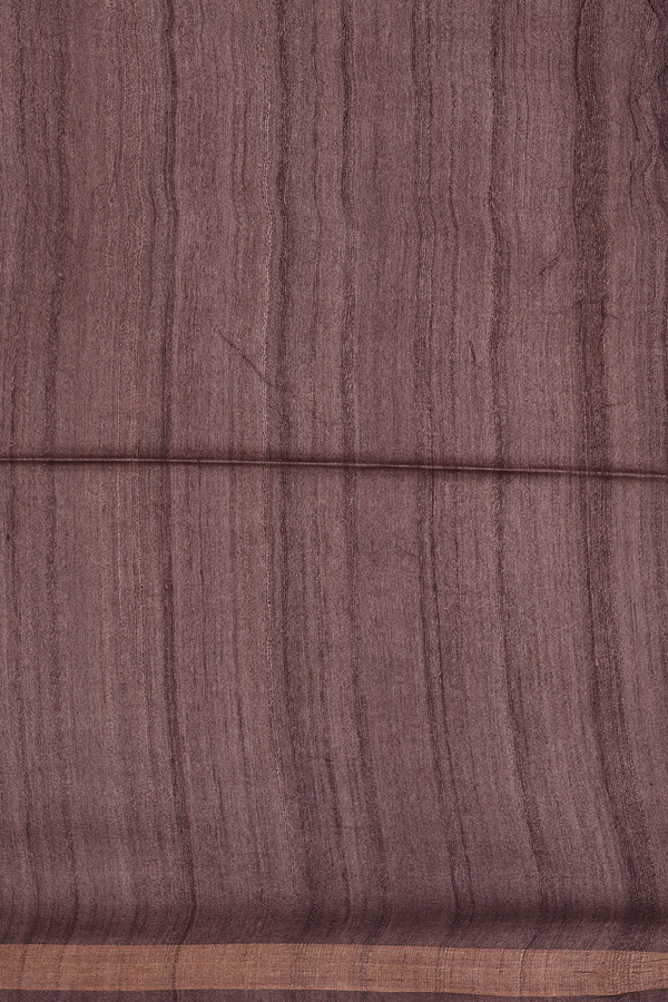 Tussar Madhubani Silk Saree In Brown With Printed Design