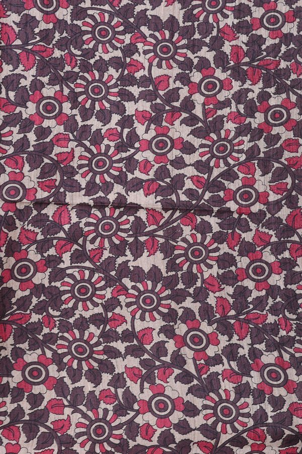 Tussar Madhubani Silk Saree In Brown With Stripes Design