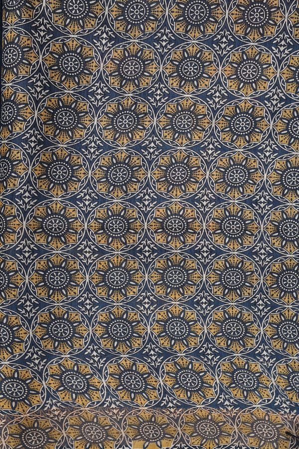 Tussar Madhubani Silk Saree In Capri Blue With Deer Design