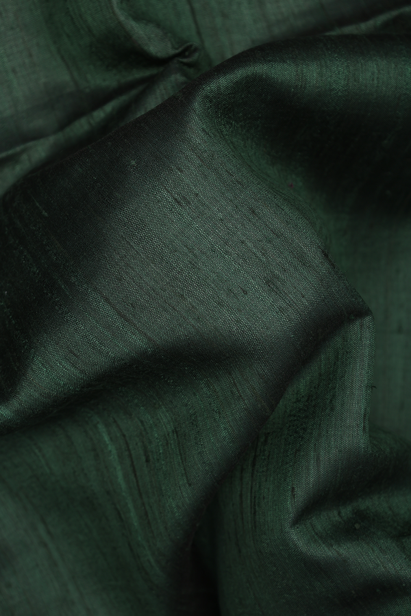 Tussar Madhubani Silk Saree In Forest Green With Zari Border