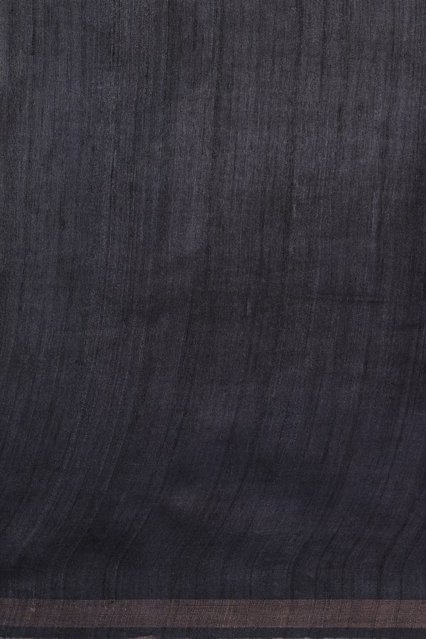 Tussar Madhubani Silk Saree In Grey With Printed Design