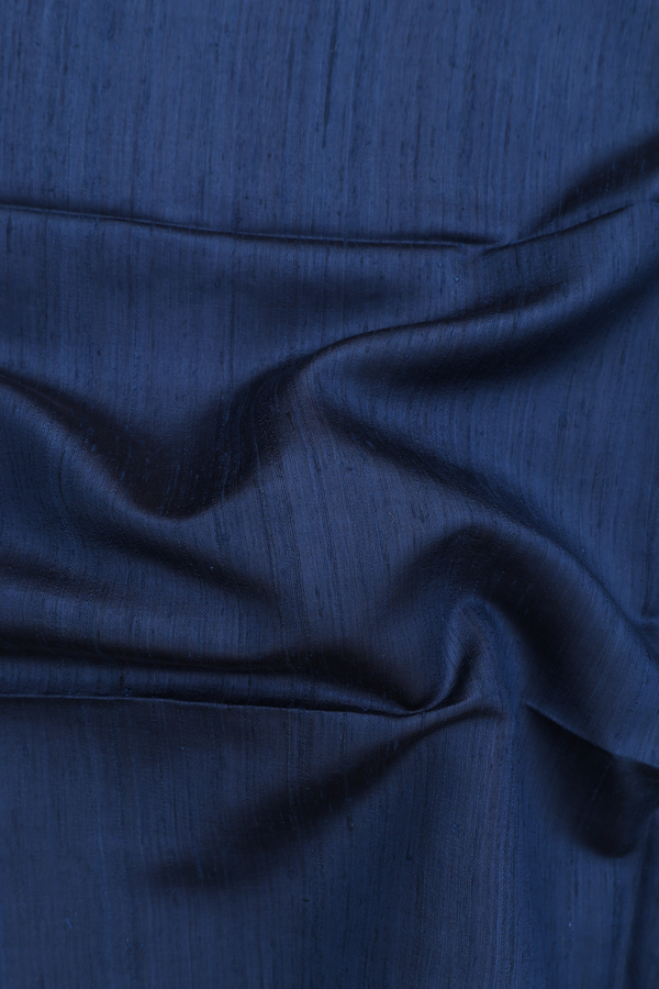 Tussar Madhubani Silk Saree In Prussian Blue With Zari Border