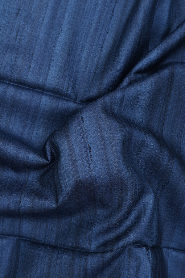 Tussar Madhubani Silk Saree In Teal Blue With Contrast Border