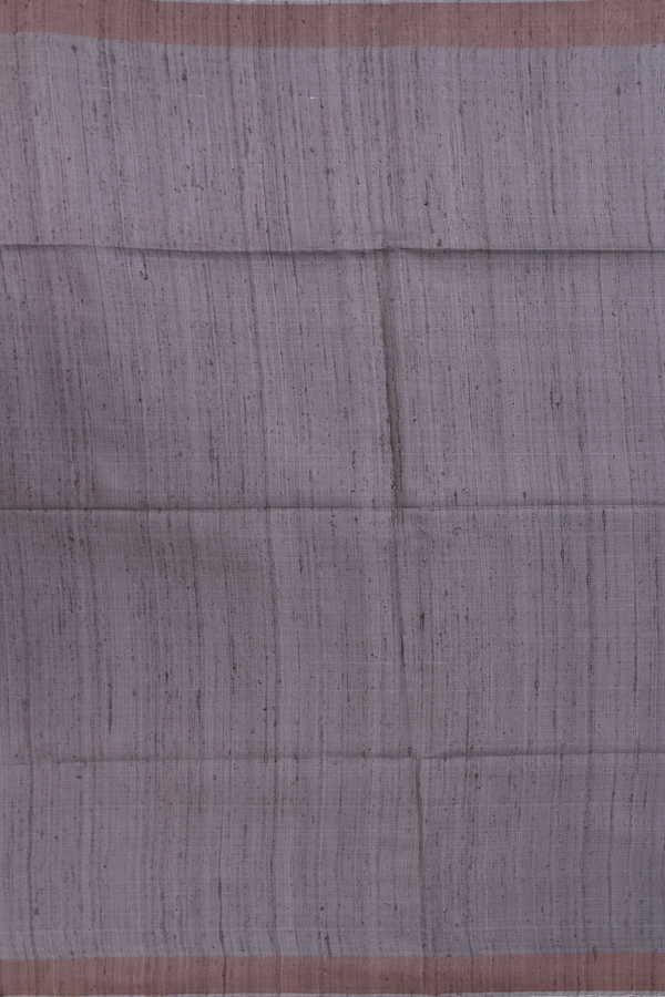 Tussar Madhubani Silk Saree Grey With Zari Border