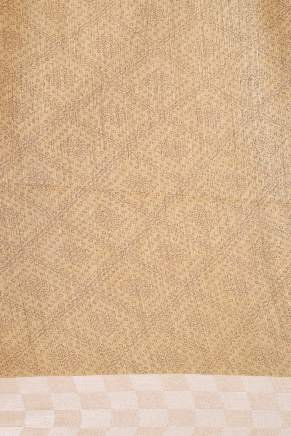 Tussar Silk Saree Yellowish Beige With Diamond Design