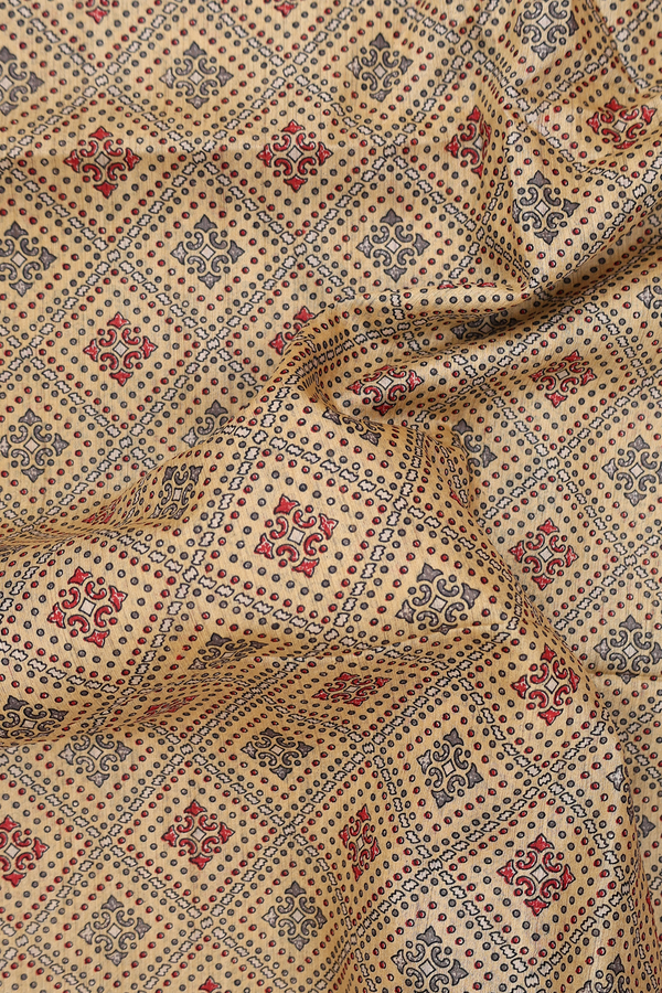 Tussar Silk Saree Yellowish Beige With Diamond Design