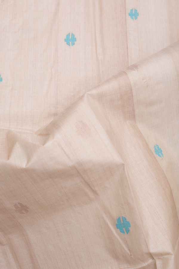 Tussar Silk Saree In Beige With Allover Buttas