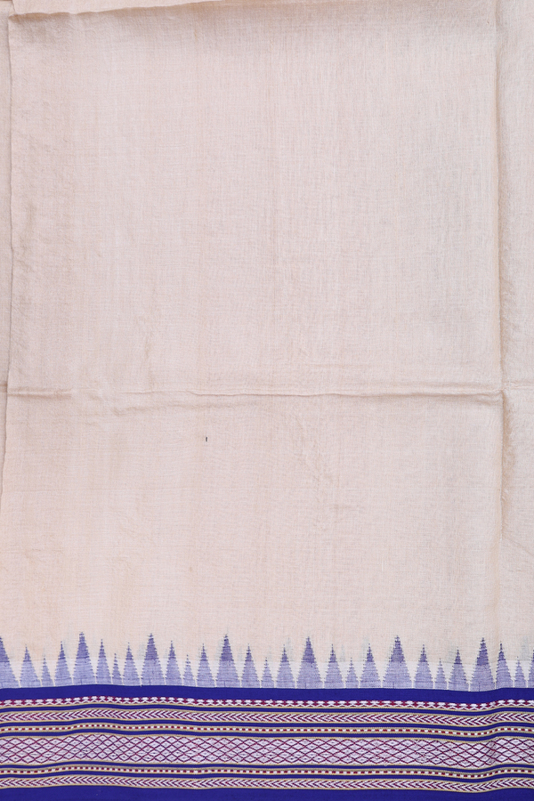 Tussar Silk Saree In Beige With Contrast Border